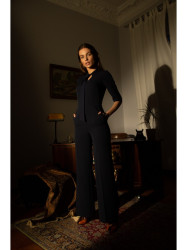 S243 Elegantiškas kombinezonas su kaklaraiščiu - juodas