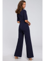 S243 Elegantiškas kombinezonas su kaklaraiščiu - tamsiai mėlynas
