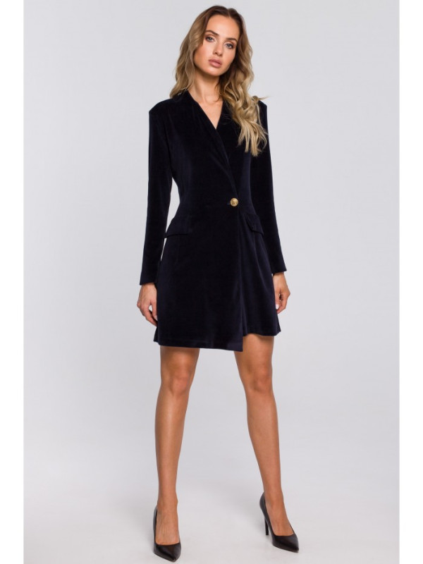 M562 Velvet Blazer Dress - tamsiai mėlyna
