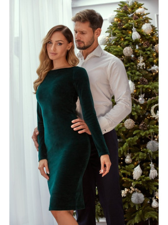 M565 Velvetinė pieštuko formos suknelė - žalia