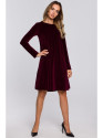 M566 Aksominė laisvo kirpimo suknelė - bordinė