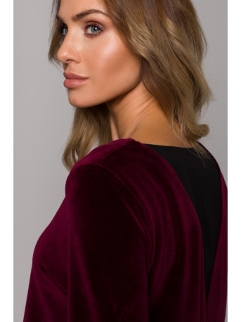 M566 Aksominė laisvo kirpimo suknelė - bordinė