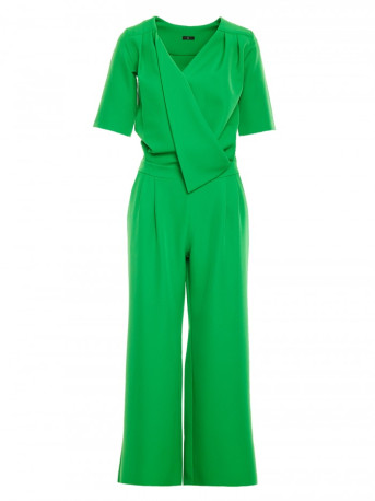 M703 Kombinezonas su dekoratyvine V formos iškirpte - žalias