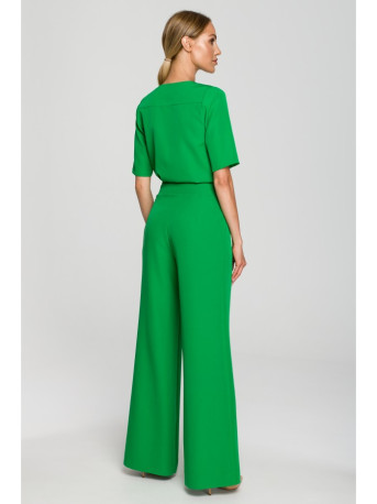 M703 Kombinezonas su dekoratyvine V formos iškirpte - žalias