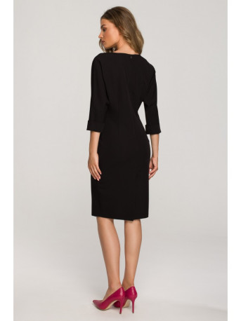 S324 Šikšnosparnio rankovių suknelė - juoda