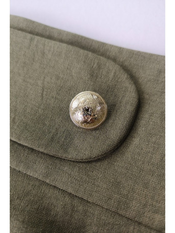 B265 Platėjantis sijonas aukštu liemeniu - alyvuogių spalvos