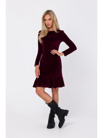 M765 Suknelė su raukiniais apačioje - bordo spalvos