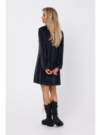 M767 Suknelė su V formos iškirpte - grafito spalvos