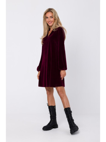 M767 Suknelė su V formos iškirpte - bordo spalvos