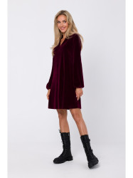 M767 Suknelė su V formos iškirpte - bordo spalvos