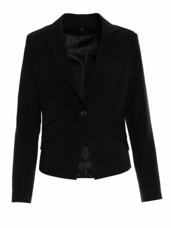 S353 Individualus švarkas su viena saga - juodas