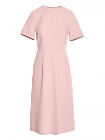 S361 Sijinė suknelė su klostėmis šonuose - pudrinė