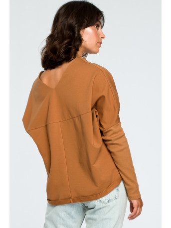 B094 Viršutinė dalis su V formos iškirpte nugaroje - karamelinė