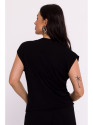 B288 Viskozinė viršutinė dalis su V formos iškirpte - juoda