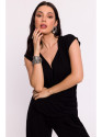 B288 Viskozinė viršutinė dalis su V formos iškirpte - juoda