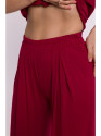 B289 Kelnės iš viskozės su elastinga juosta - bordo spalvos