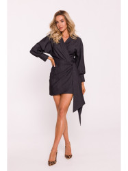 M802 Mini suknelė su kaklaraiščio detale - grafito spalvos