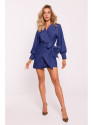 M802 Mini suknelė su kaklaraiščio detale - mėlyna