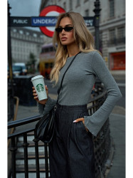 M806 Briaunuotas marškinėlis ilgomis rankovėmis - pilkas melanžas