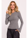 M806 Briaunuotas marškinėlis ilgomis rankovėmis - pilkas melanžas