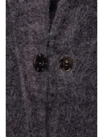 M808 Apkarpytas pliušinis švarkas - pilkas melanžas