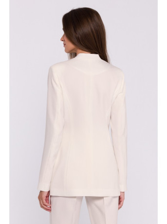 S370 Gėlėtas švarkas - dramblio kaulo spalvos