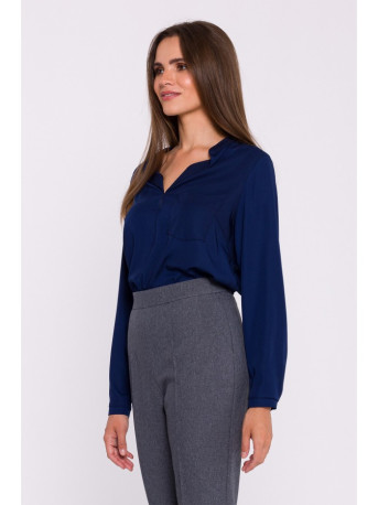 S375 Palaidinė ilgomis rankovėmis - tamsiai mėlyna