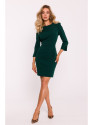 M815 Mini suknelė dalintomis rankovėmis - butelio žalios spalvos