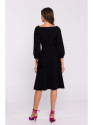 S383 Plėšyta suknelė pūstomis rankovėmis - juoda