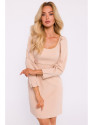 M836 Mini suknelė su kvadratine iškirpte - smėlio spalvos