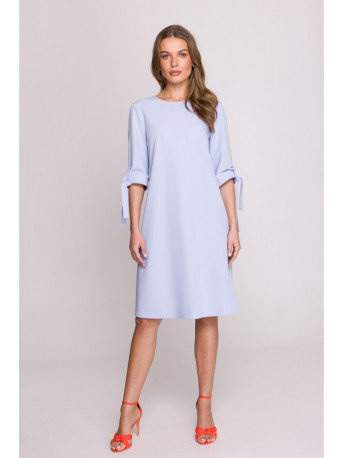 S393 A formos suknelė su užrišamomis rankovėmis - šviesiai mėlyna