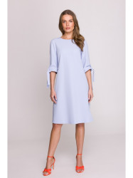S393 A formos suknelė su užrišamomis rankovėmis - šviesiai mėlyna