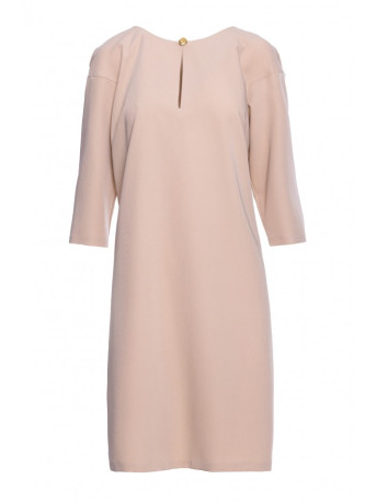 S394 Laisvo kirpimo suknelė su rakto skylutės iškirpte - smėlio spalvos