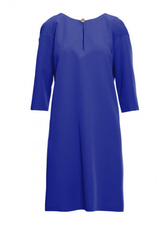 S394 Laisvo kirpimo suknelė su iškirpte su rakto skylutėmis - karališkai mėlyna