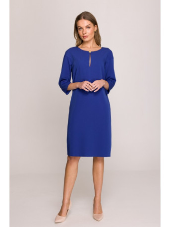 S394 Laisvo kirpimo suknelė su iškirpte su rakto skylutėmis - karališkai mėlyna