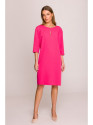 S394 Laisvo kirpimo suknelė su rakto skylutės iškirpte - rožinė