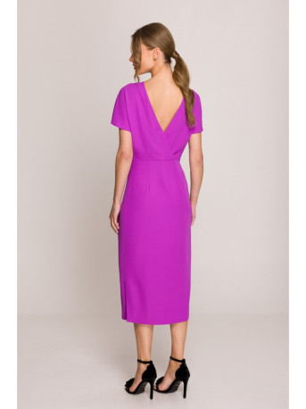 S398 Pieštuko formos suknelė su skylimu šone - levandų spalvos