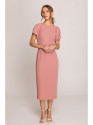 S398 Pieštuko formos suknelė su skylimu šone - rožinė
