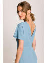 S398 Pieštuko formos suknelė su skylimu šone - žydra