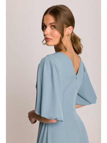 S399 Suknelė pūstomis rankovėmis - žydra
