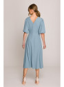 S399 Suknelė pūstomis rankovėmis - žydra