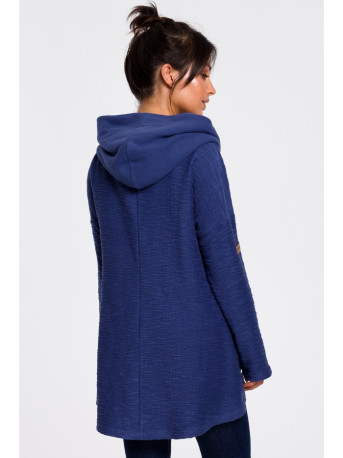 B131 Megztinis su aukšta apykakle - indigo spalvos