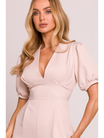 M852 Kombinezonas pūstomis rankovėmis - šviesiai smėlio spalvos