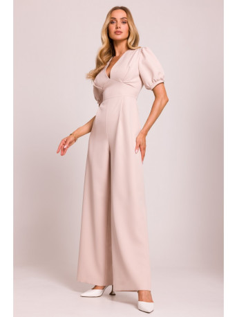 M852 Kombinezonas pūstomis rankovėmis - šviesiai smėlio spalvos