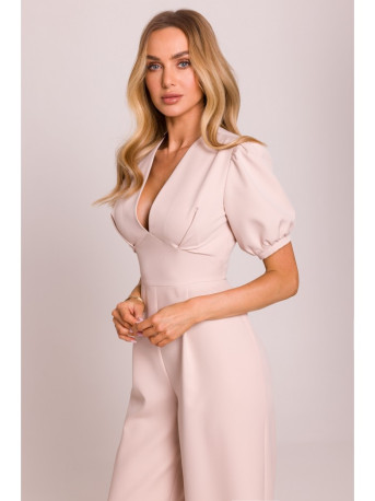 M852 Kombinezonas pūstomis rankovėmis - šviesiai smėlio spalvos