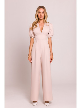 M852 Kombinezonas pūstomis rankovėmis - šviesiai smėlio spalvos