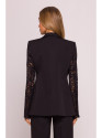 M865 Lace panels single button blazer - black