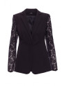 M865 Lace panels single button blazer - black