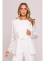 M865 Lace panels single button blazer - ecru