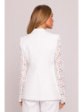M865 Lace panels single button blazer - ecru